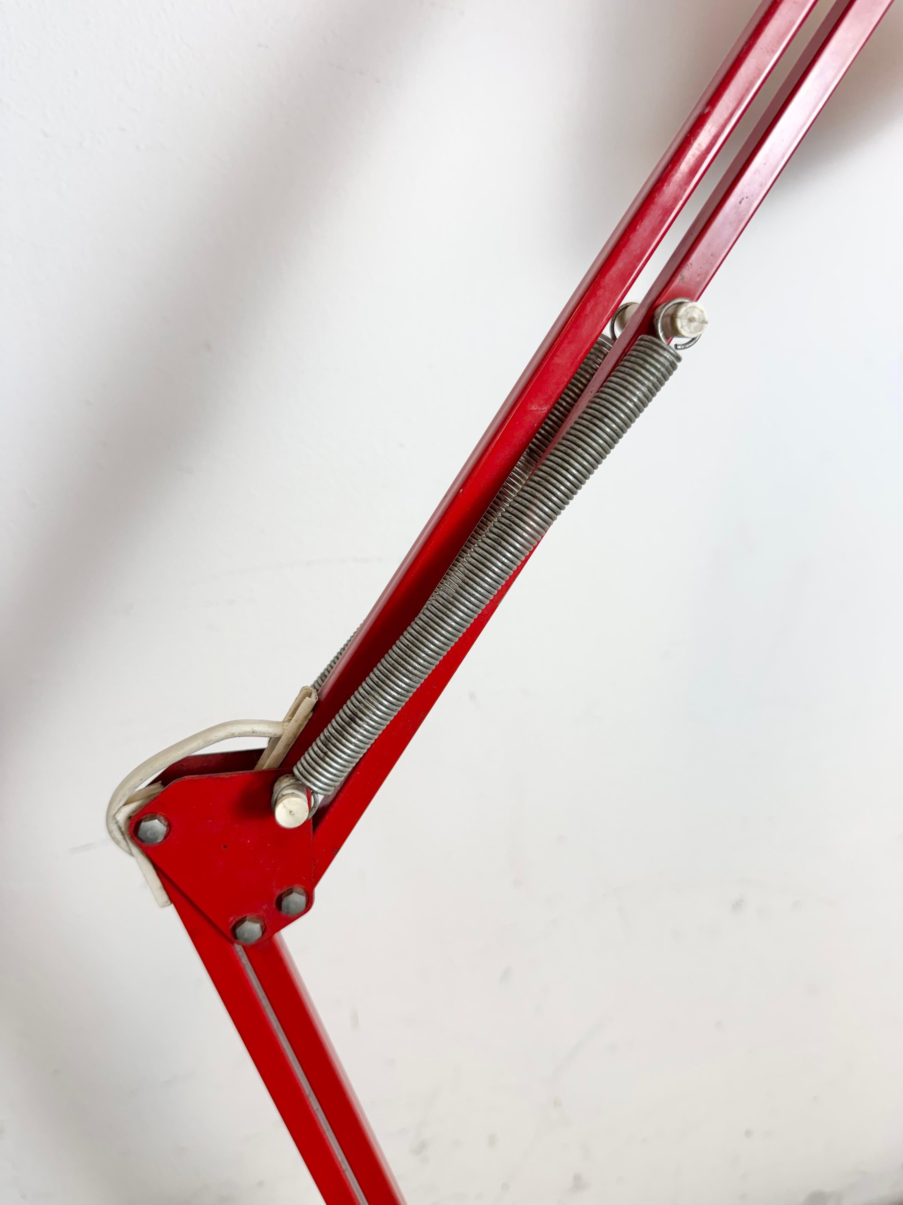 Vintage Red Italian Architect Table Lamp, 1970s For Sale 8