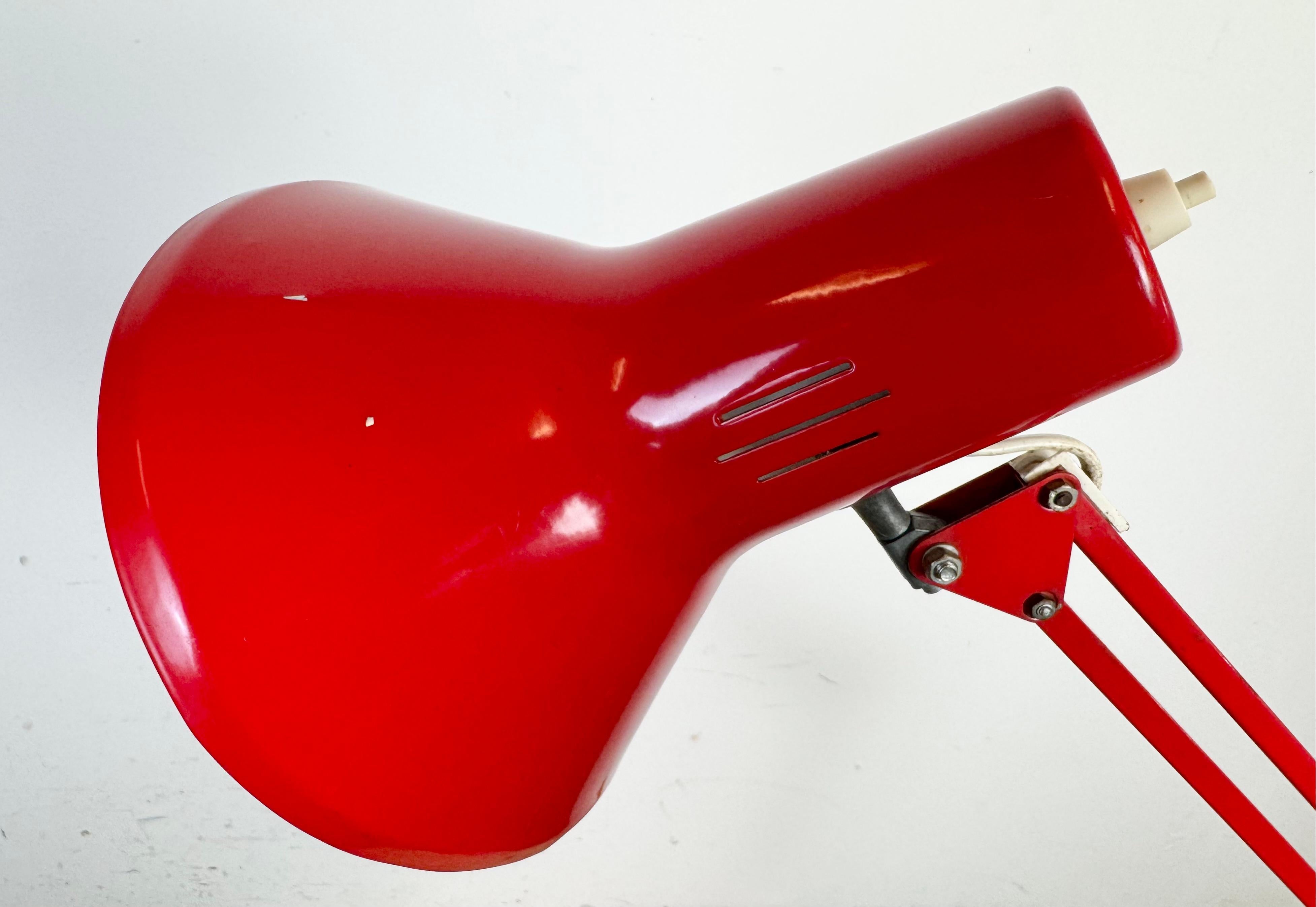 Vintage Red Italian Architect Table Lamp, 1970s For Sale 11