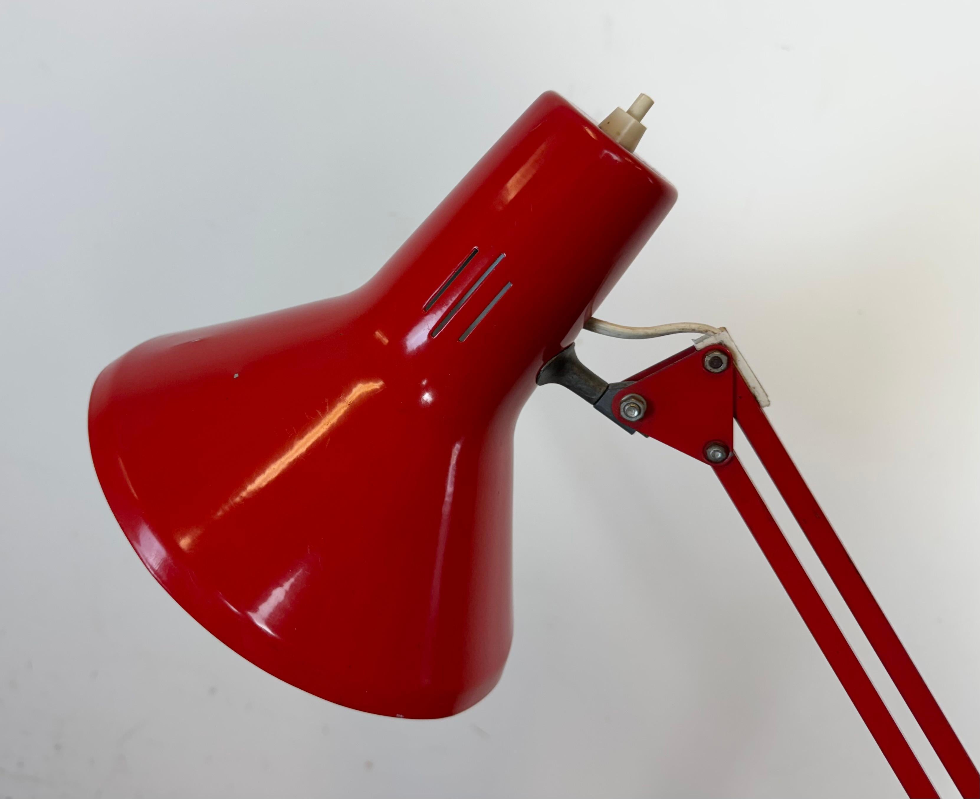 Late 20th Century Vintage Red Italian Architect Table Lamp, 1970s For Sale