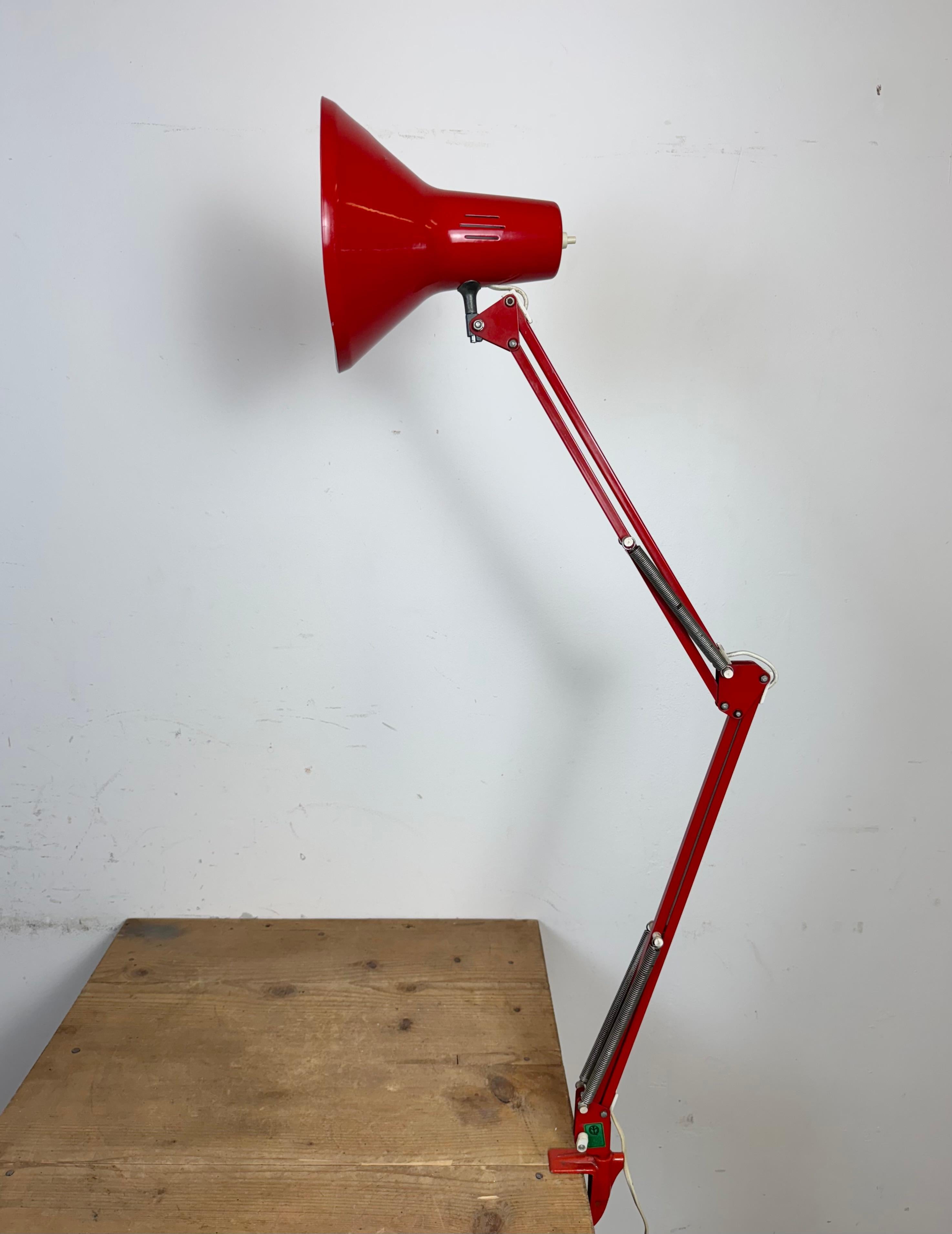 Aluminum Vintage Red Italian Architect Table Lamp, 1970s For Sale