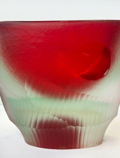 Vintage Italian Red & Clear Murano Glass Vase von Romano Dona, ca. 1960er Jahre