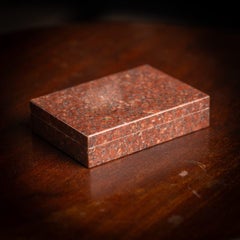 Vintage Italian Red Fire Granite Box with Brass Hinge, 20th Century