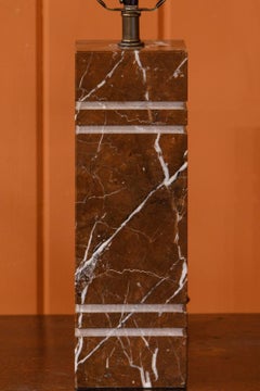 Vintage Italian Red Marble Columnar Table Lamp