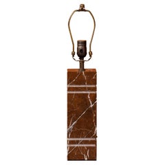 Vintage Italian Red Marble Columnar Table Lamp