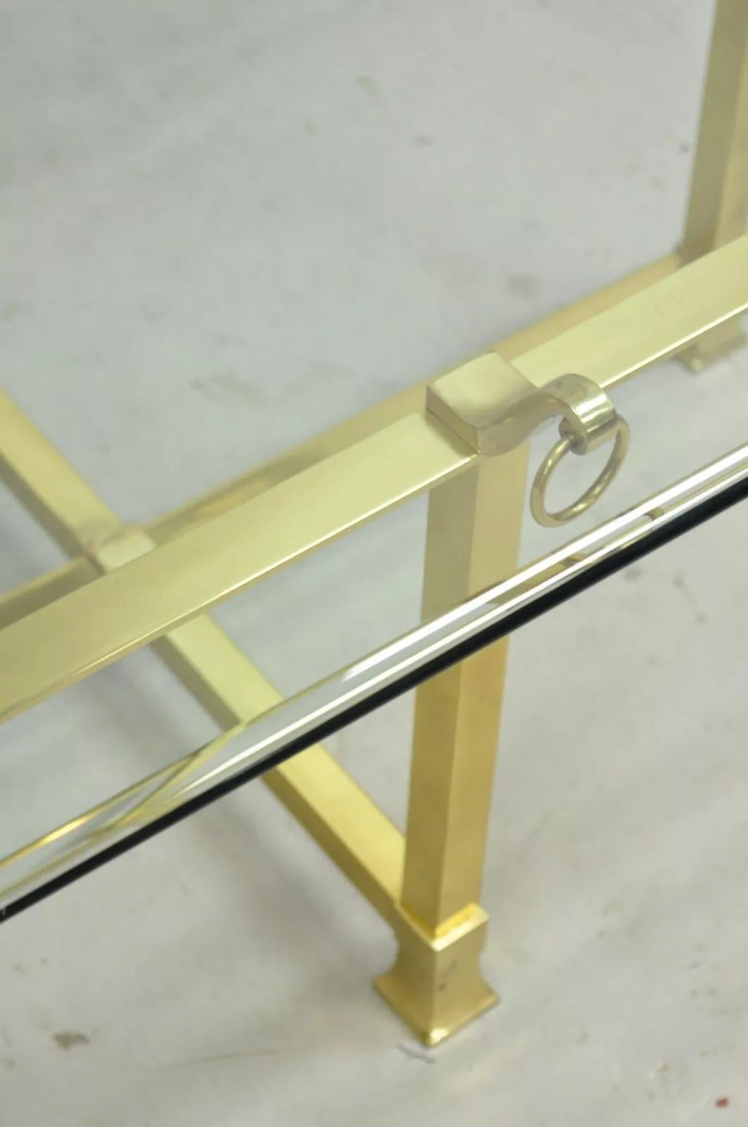 Vintage Italian Regency Brass and Beveled Glass Labarge Style Coffee Table 5