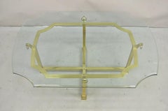 Vintage Italian Regency Brass and Beveled Glass Labarge Style Coffee Table