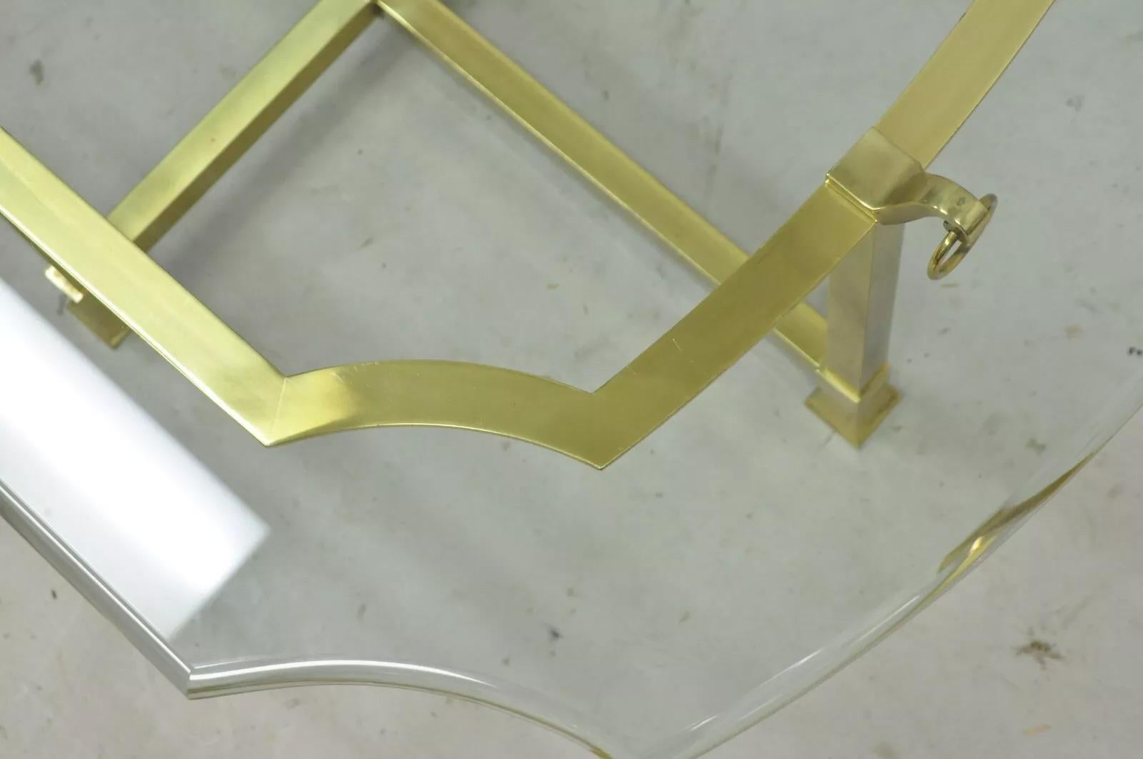 Vintage Italian Regency Brass and Beveled Glass Labarge Style Coffee Table 1