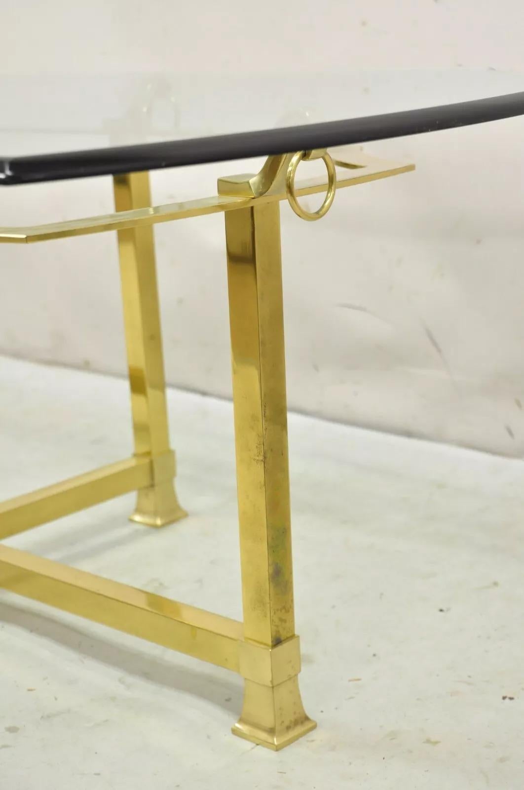 Vintage Italian Regency Brass and Beveled Glass Labarge Style Coffee Table 2