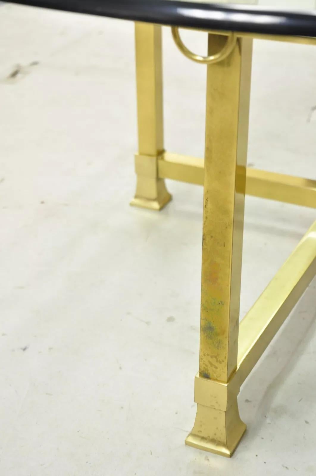 Vintage Italian Regency Brass and Beveled Glass Labarge Style Coffee Table 3