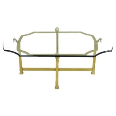 Vintage Italian Regency Brass and Beveled Glass Labarge Style Coffee Table