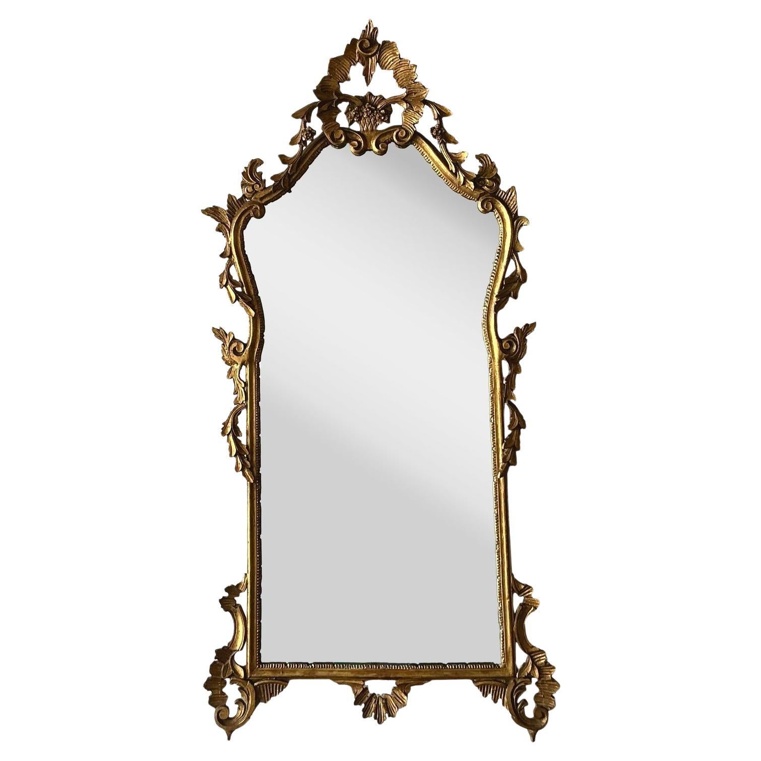 Vintage Italian Regency Carved Gilt Mirror