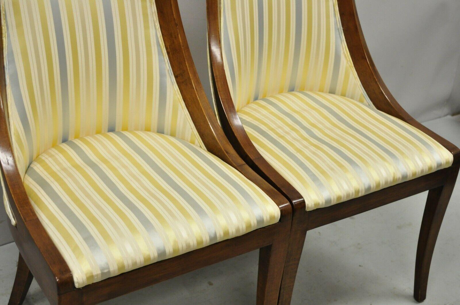 Vintage Italian Regency Cherry Wood Saber Leg Dining Side Chairs, a Pair 1