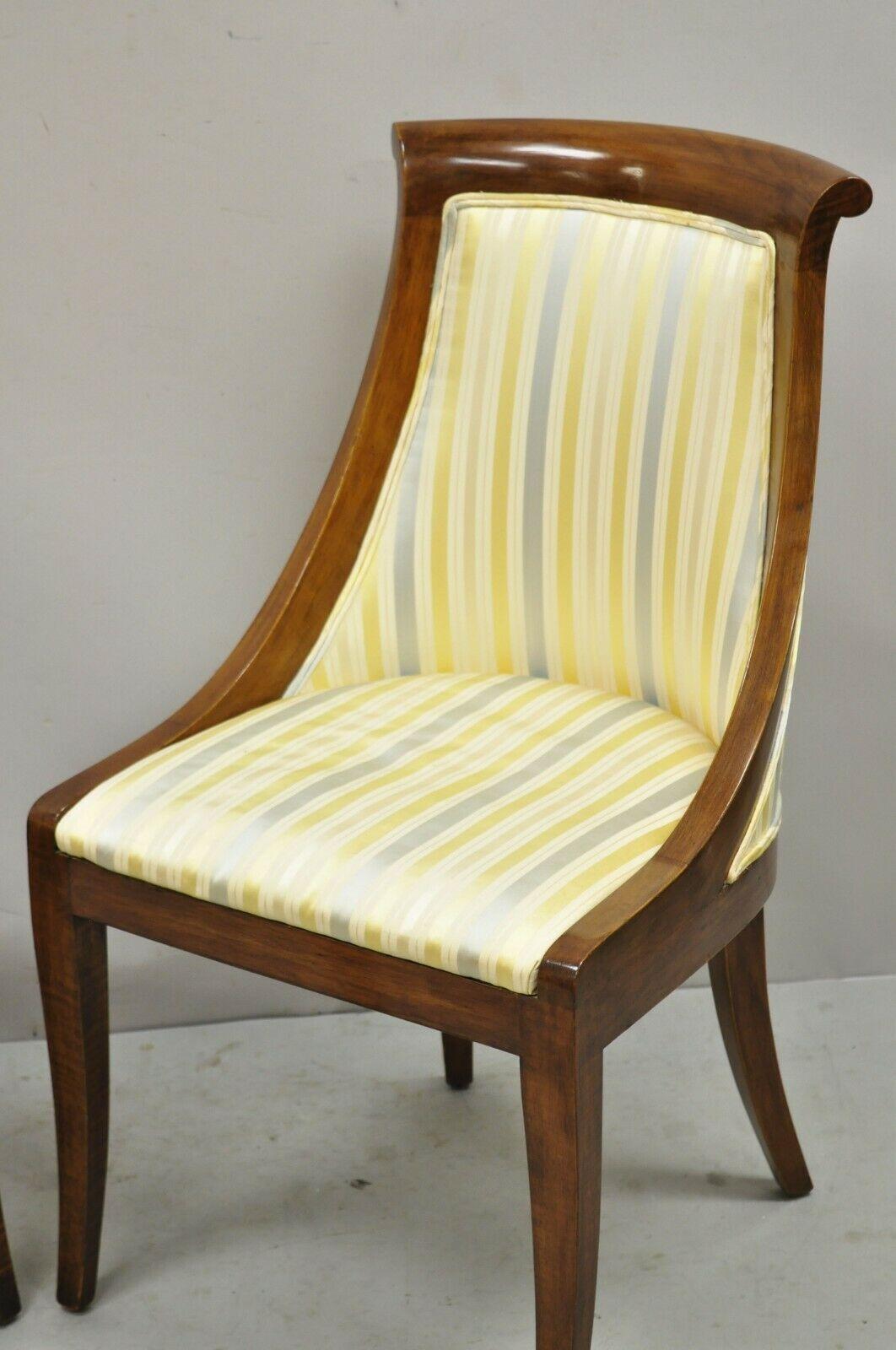 Vintage Italian Regency Cherry Wood Saber Leg Dining Side Chairs, a Pair 2