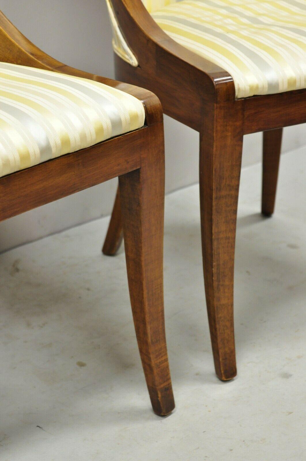 Vintage Italian Regency Cherry Wood Saber Leg Dining Side Chairs, a Pair 3