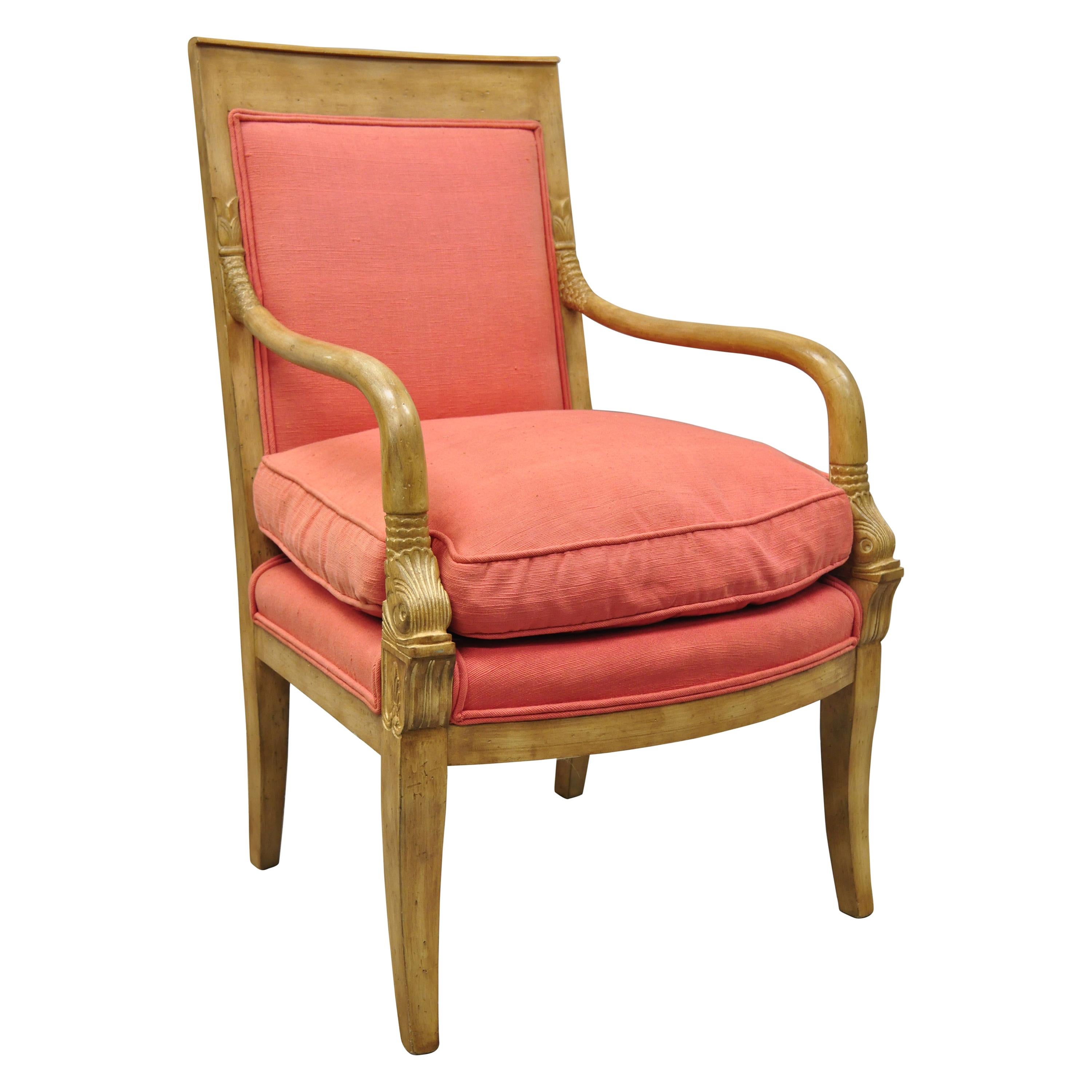 Italienischer Regency-Sessel aus der Bloomingdale Trianon Kollektion, Delphin geschnitzt, Vintage