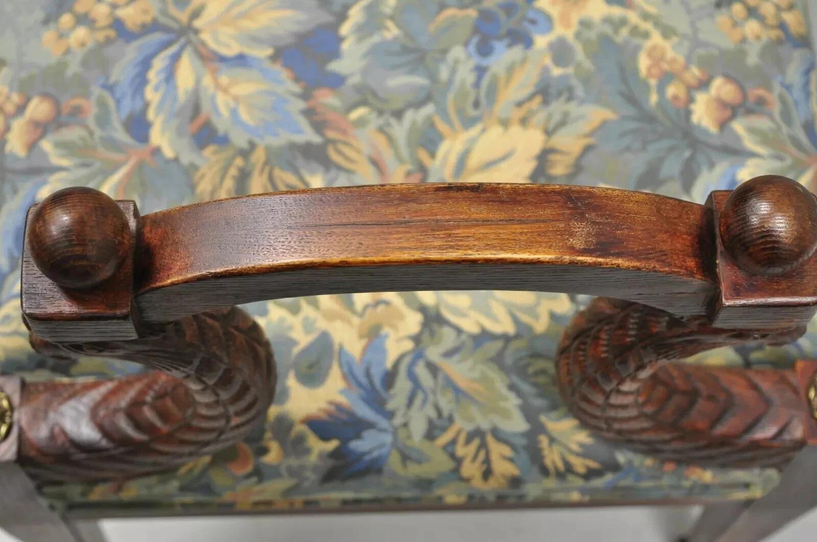 Vintage Italian Regency Figural Carved Floral Upholstered Wooden Window Bench For Sale 2