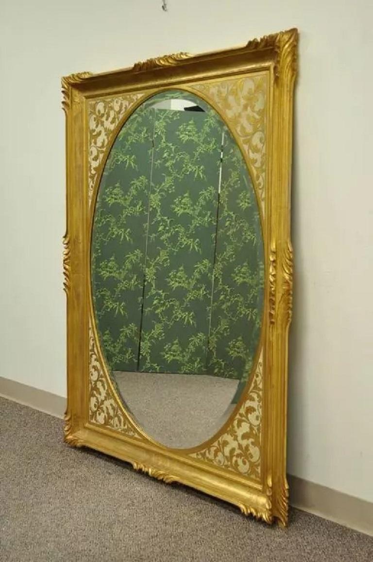 Vintage Italian Regency Gold vergoldet geschnitztem Holz Florentine Rechteckige Wandspiegel im Angebot 4