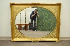 Vintage Italian Regency Gold Gilt Carved Wood Florentine Rectangular Wall Mirror