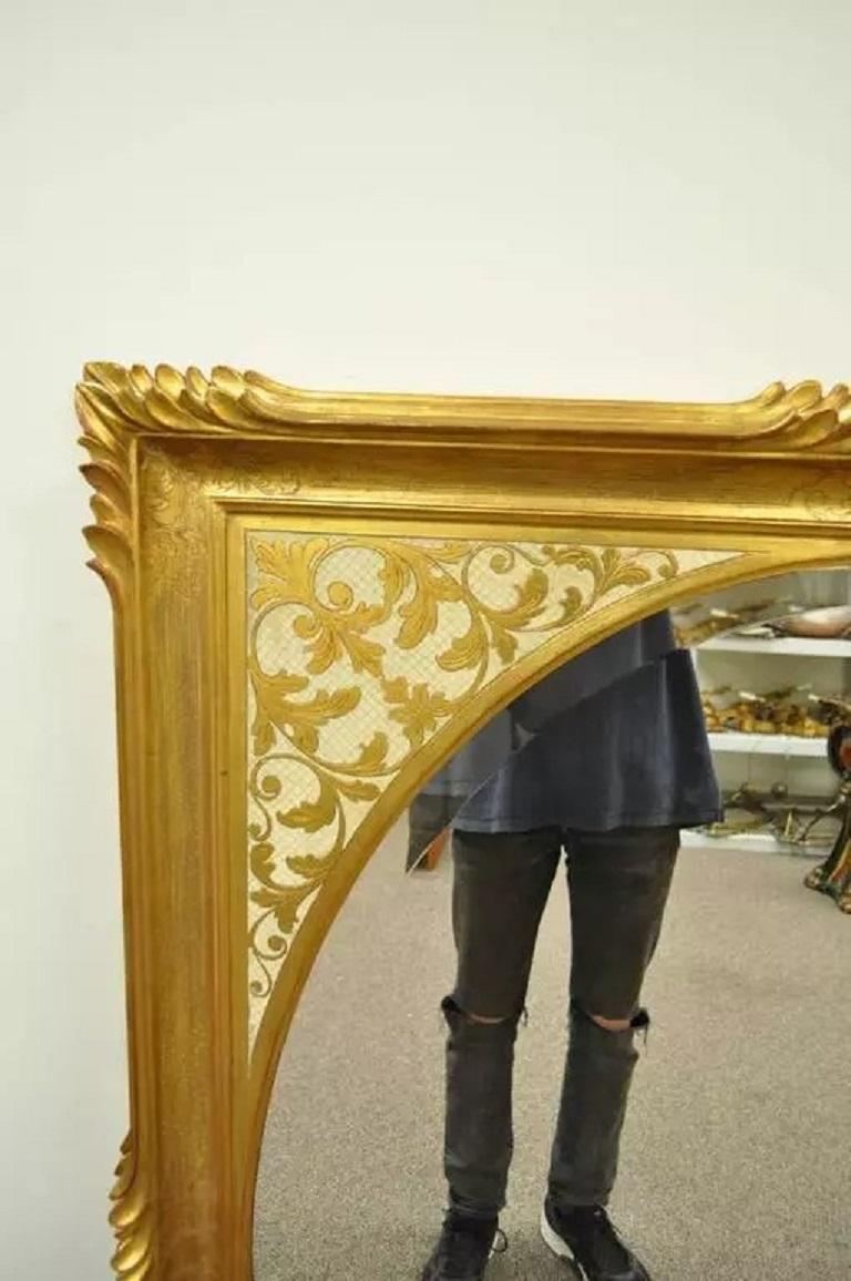 Vintage Italian Regency Gold vergoldet geschnitztem Holz Florentine Rechteckige Wandspiegel (Unbekannt) im Angebot