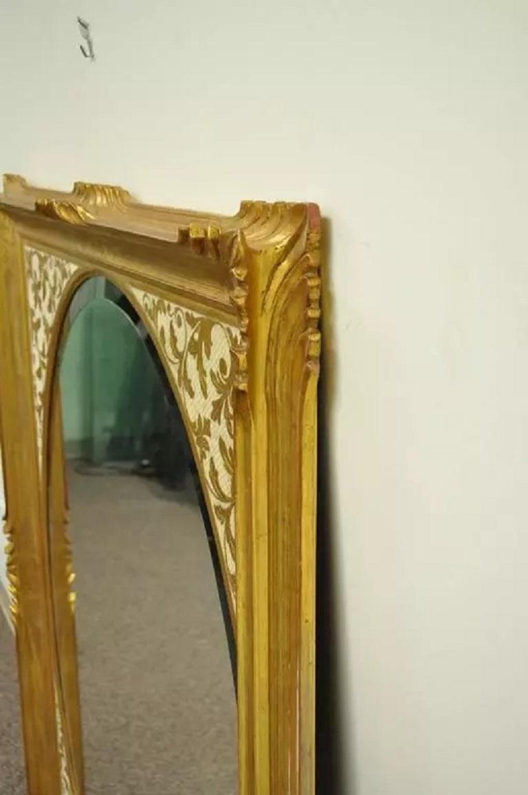 Vintage Italian Regency Gold vergoldet geschnitztem Holz Florentine Rechteckige Wandspiegel (20. Jahrhundert) im Angebot