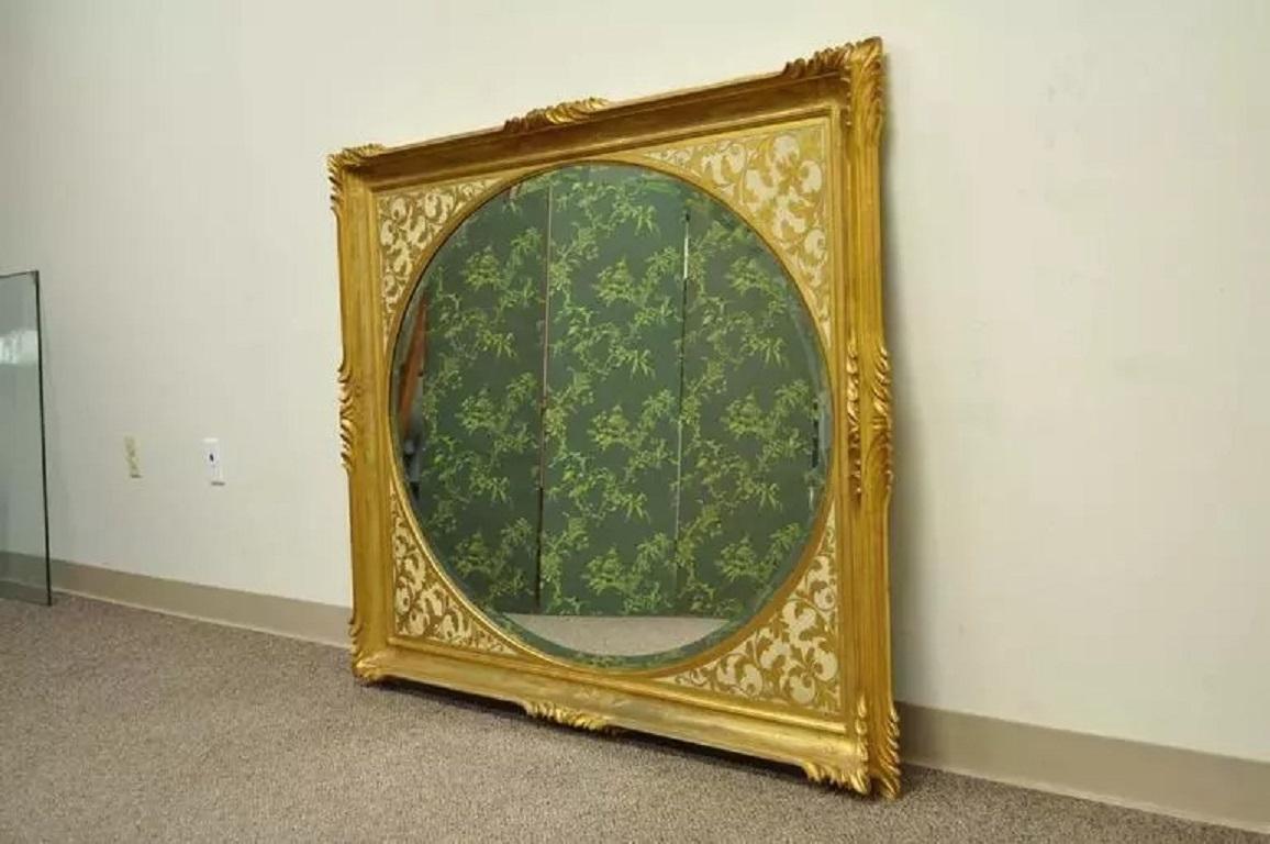Vintage Italian Regency Gold vergoldet geschnitztem Holz Florentine Rechteckige Wandspiegel (Spiegel) im Angebot