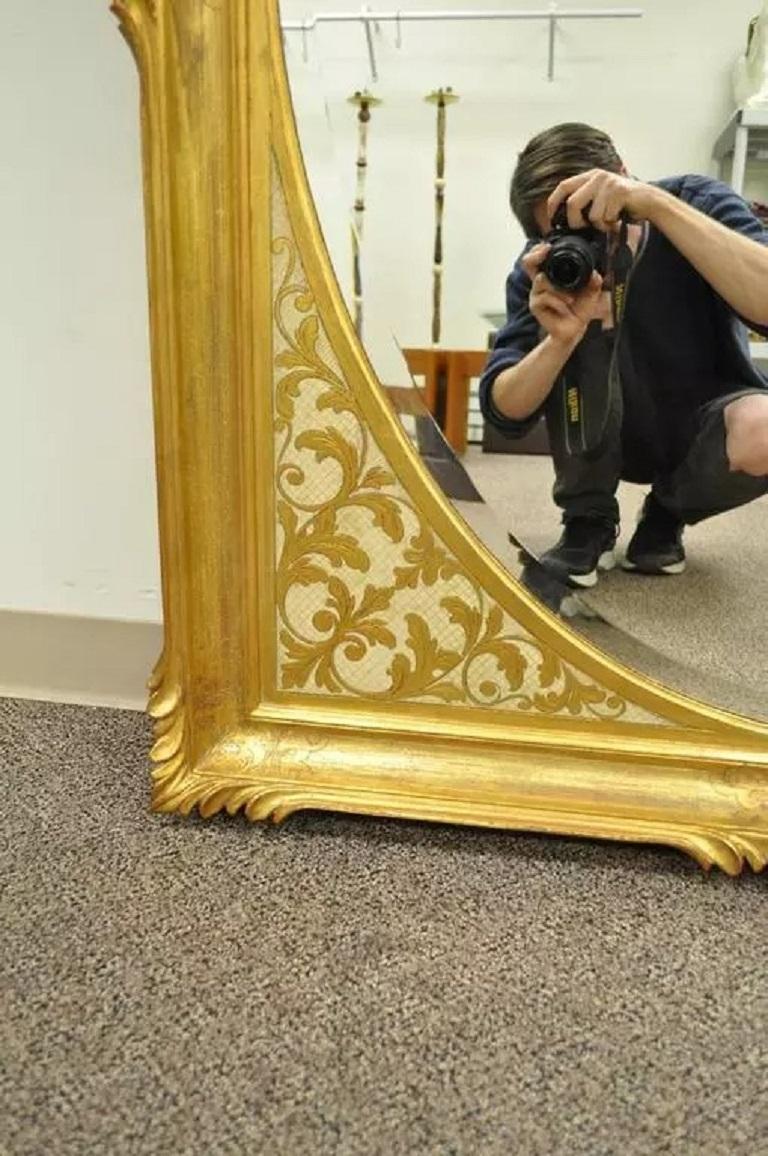 Vintage Italian Regency Gold vergoldet geschnitztem Holz Florentine Rechteckige Wandspiegel im Angebot 2