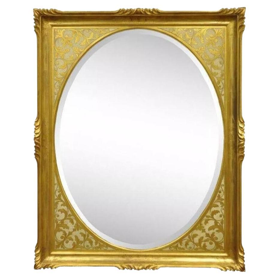 Vintage Italian Regency Gold Gilt Carved Wood Florentine Rectangular Wall Mirror
