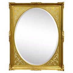 Vintage Italian Regency Gold Gilt Carved Wood Florentine Rectangular Wall Mirror