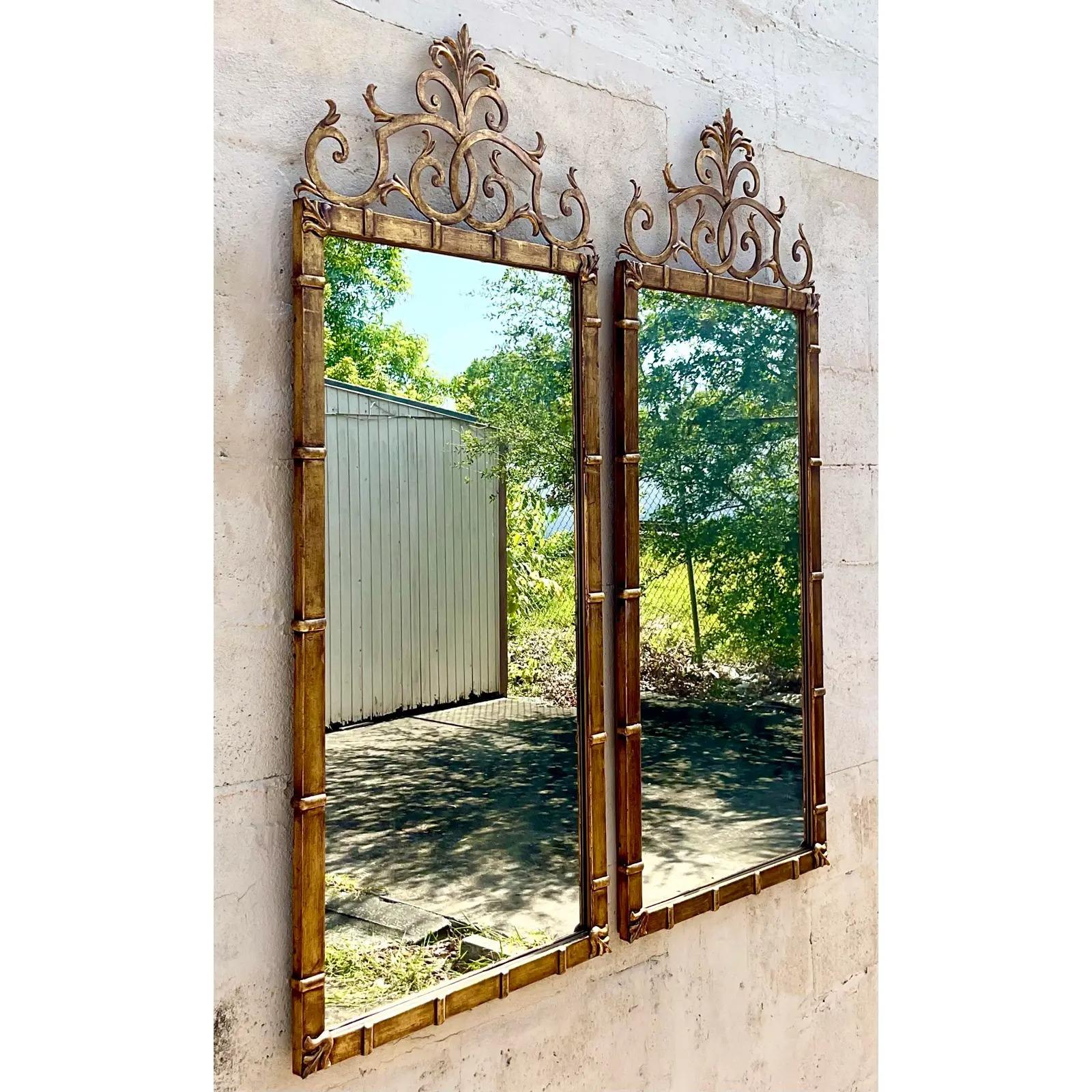 Vintage Italian Regency Palladio Gilt Mirrors, a Pair 2