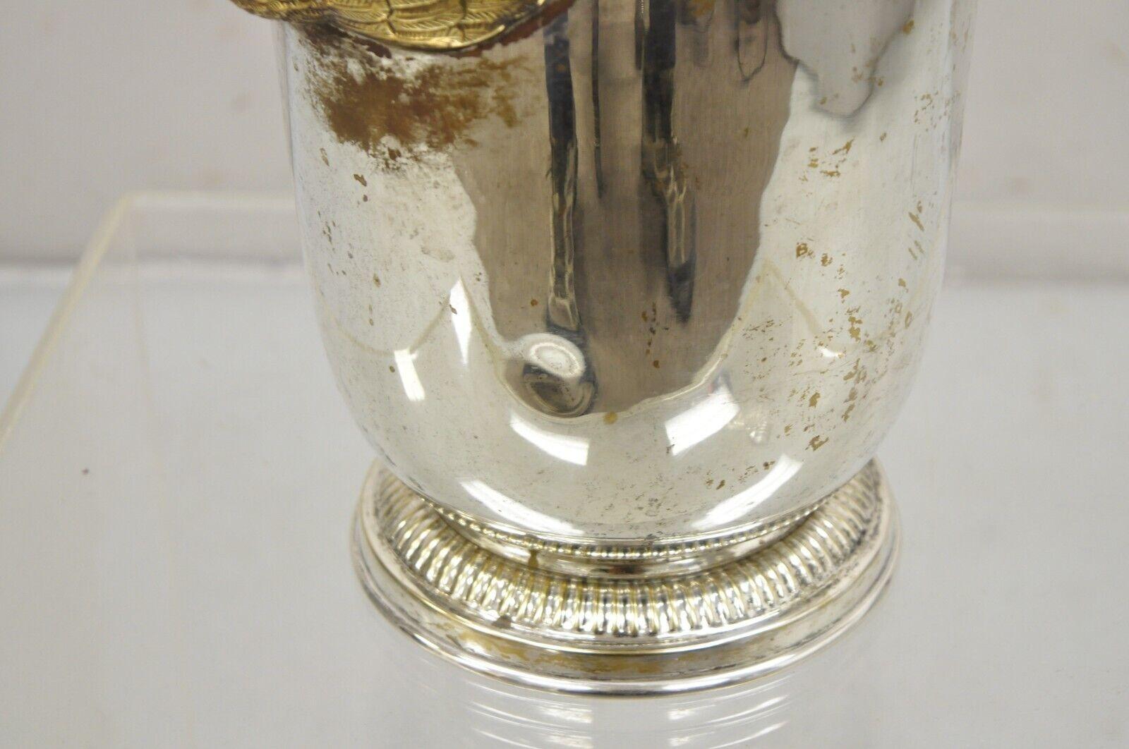 Vintage Italian Regency Silver Plated Champagne Chiller Ice Bucket w Brass Swans 6