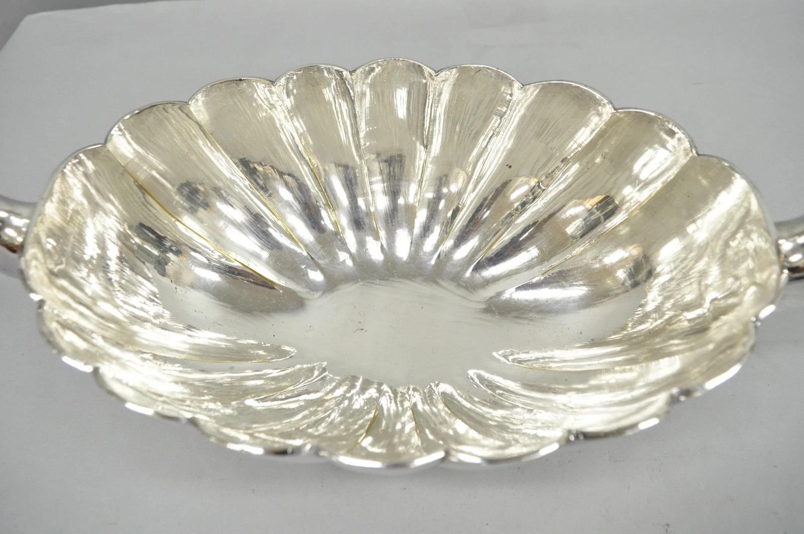 Vintage Italian Regency Silver Plated Figural Double Swan Bird Oval Fruit Bowl im Angebot 3