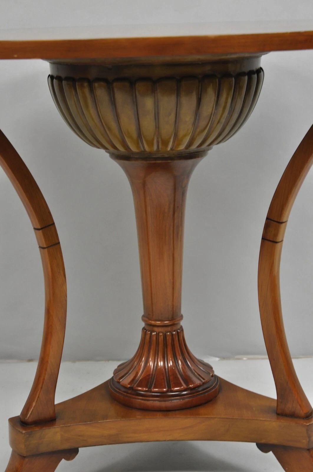 Unknown Vintage Italian Regency Style Cherry Wood Pedestal Base Round Side Table For Sale