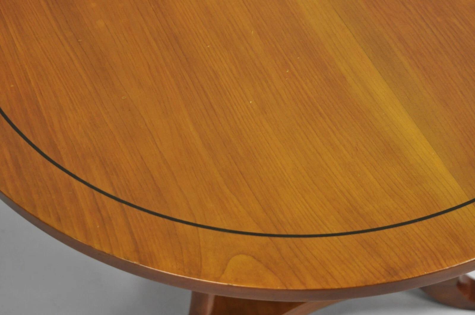 Vintage Italian Regency Style Cherry Wood Pedestal Base Round Side Table For Sale 4