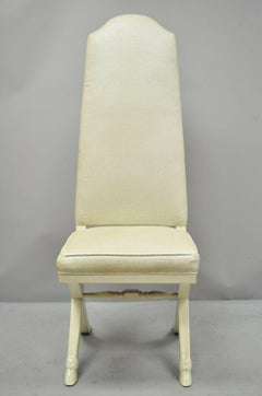 Vintage Italian Regency Style High Back Hairy Ram Goat Hoof Foot X-Frame Chair