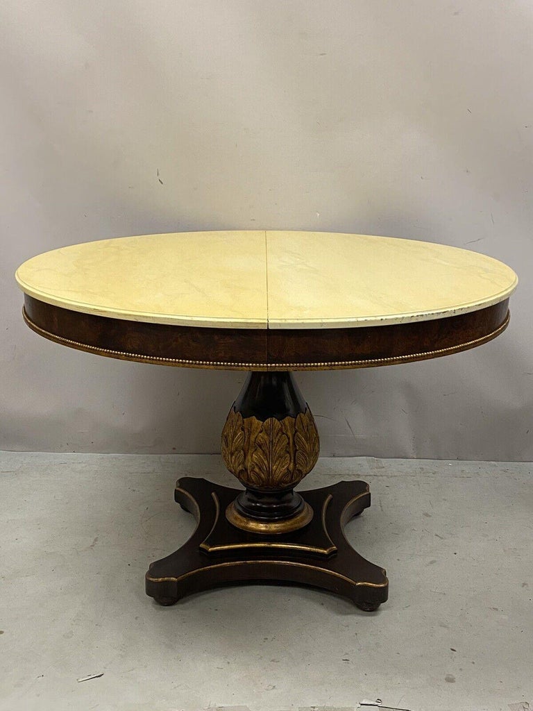 Vintage Italian Regency Style Pedestal Base Round Dining Table Cream