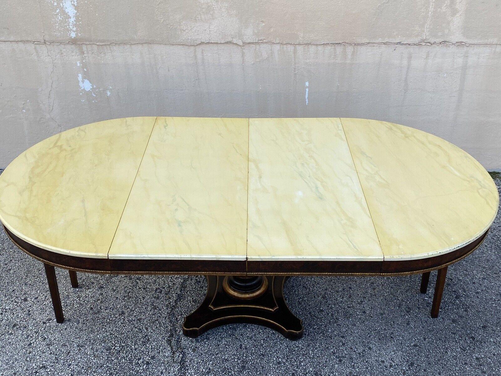Vintage Italian Regency Style Pedestal Base Round Dining Table Cream Lacquer Top For Sale 4