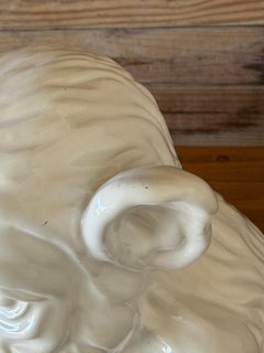 Vintage Italian Regency White Glazed Monkey Sculptural Ceramic Cachepot