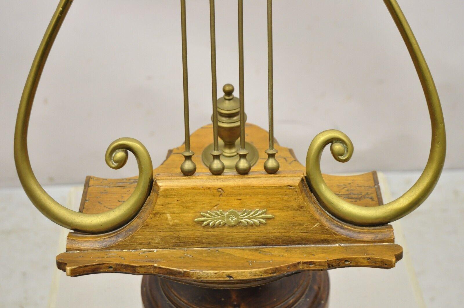 italien Vintage Italian Regency Wood and Brass Lyre Music Stand en vente