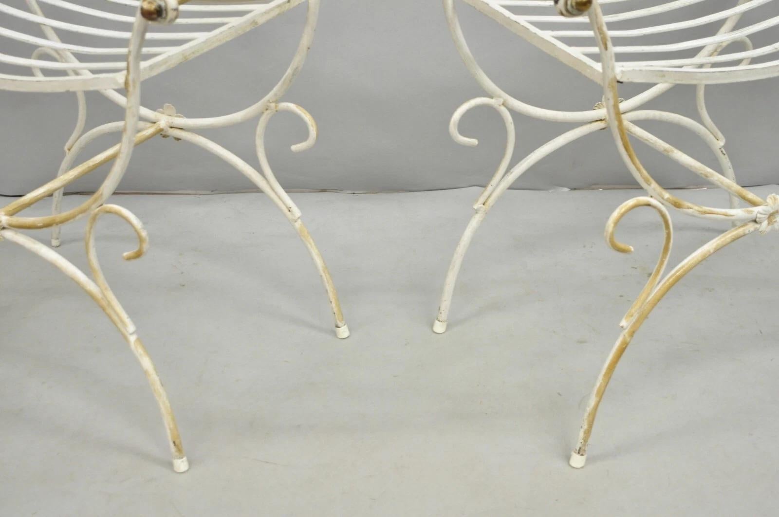 Vintage Italian Regency Wrought Iron & Brass Curule X Frame Stool - a Pair For Sale 1