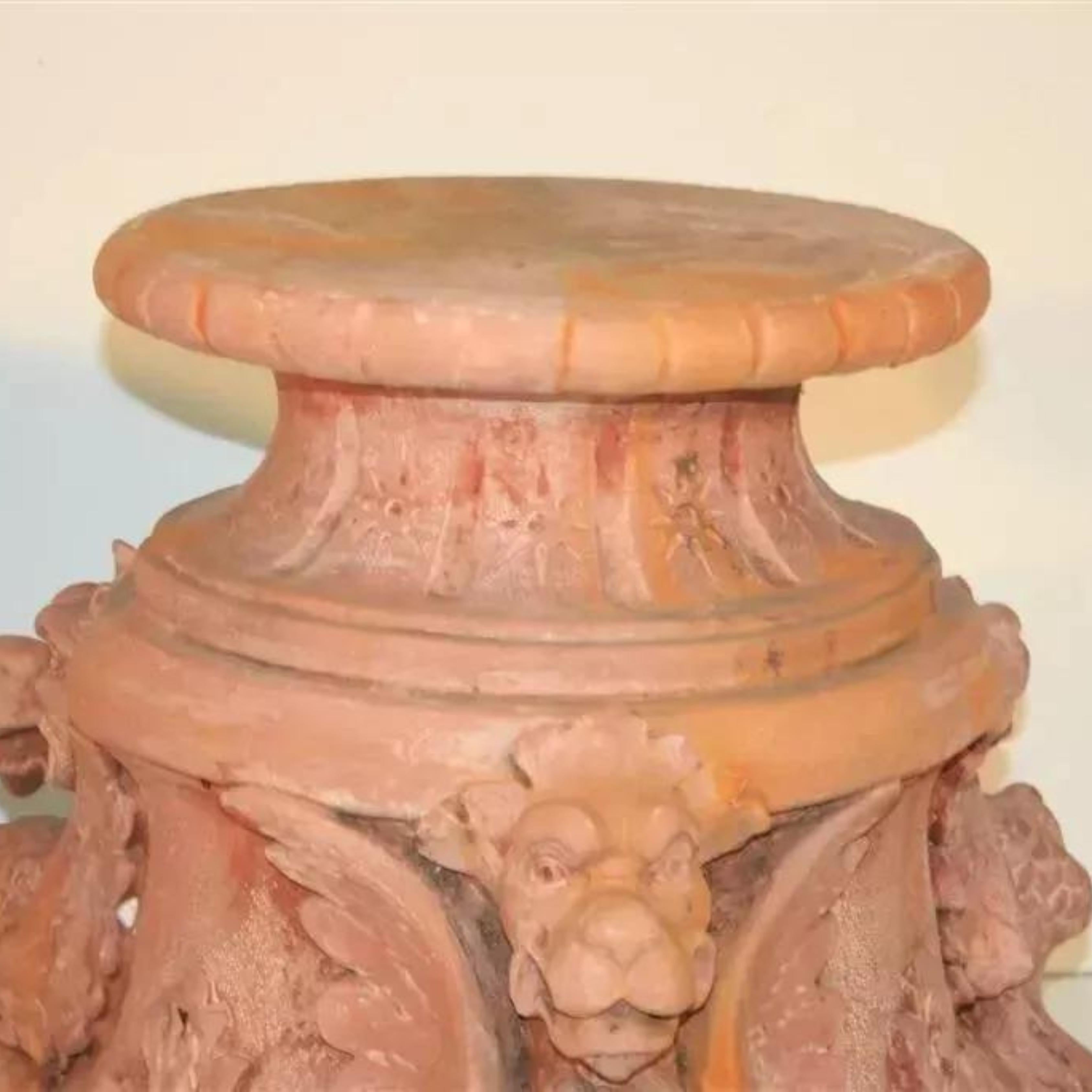 Vintage Italian Renaissance Wing Griffin Fiberglass Garden Pedestal Stands Pair For Sale 1