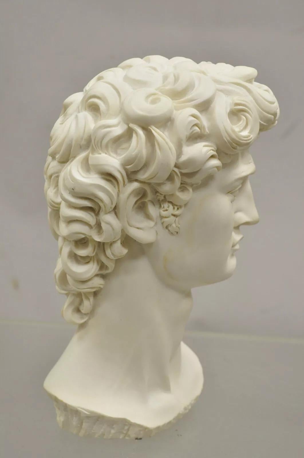 Vintage Italian Resin Michaelangelo Bust of David Sculpture after A. Giannelli 5