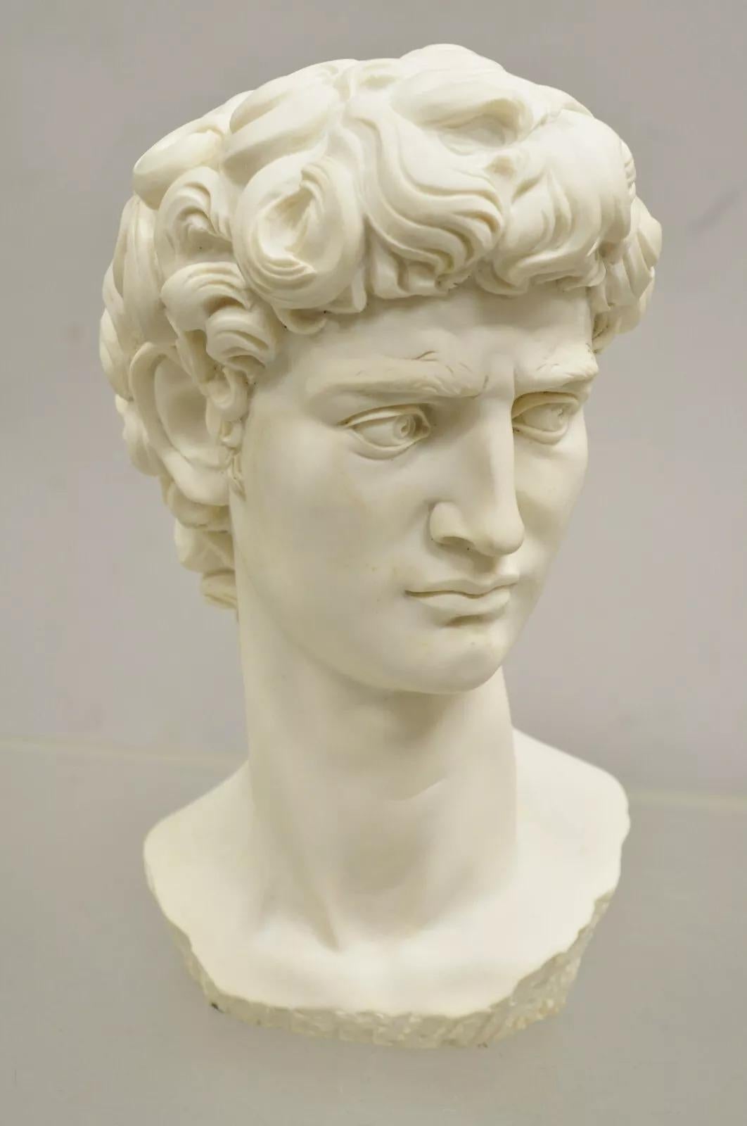 Vintage Italian Resin Michaelangelo Bust of David Sculpture after A. Giannelli 6