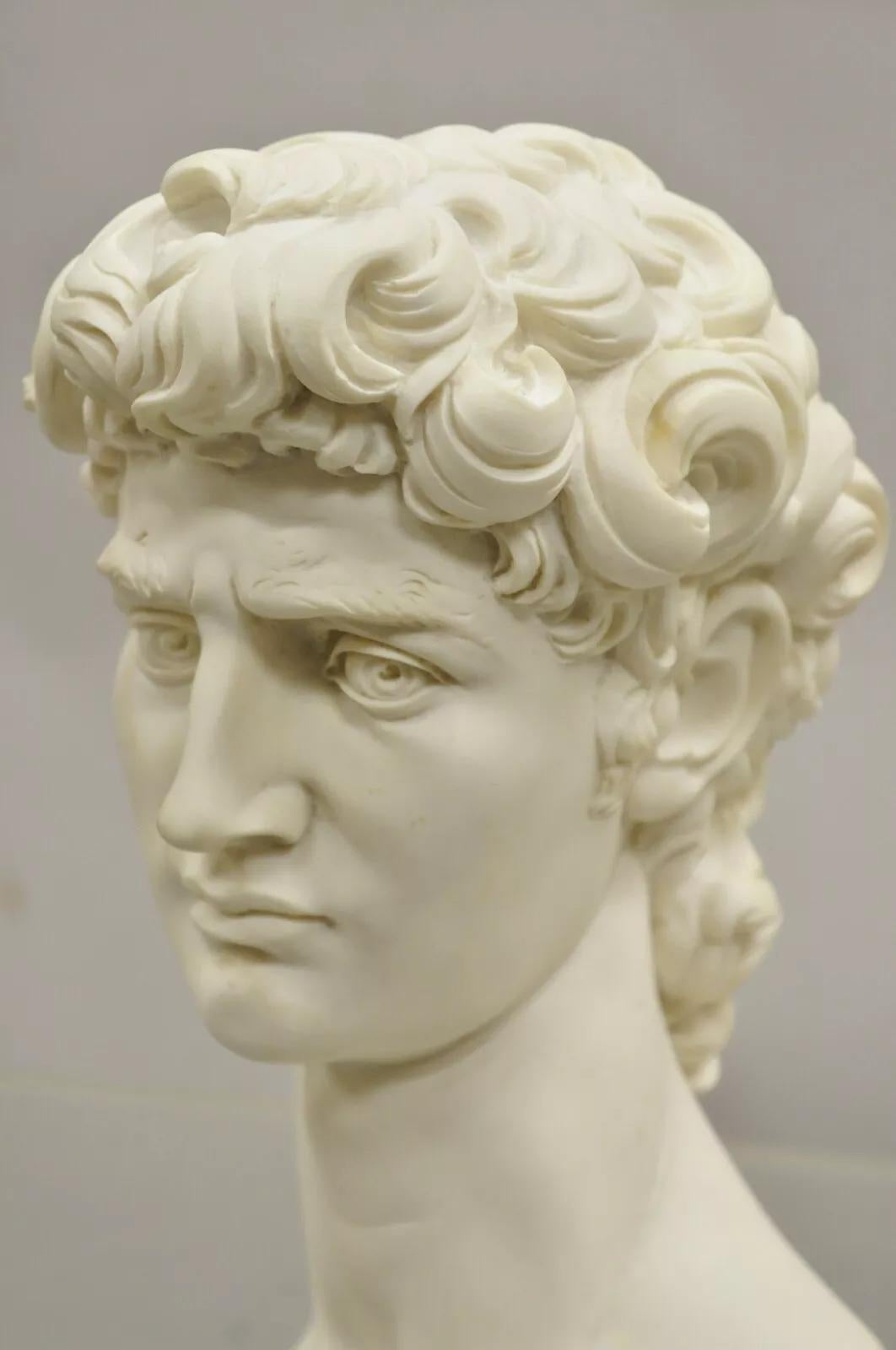 Unknown Vintage Italian Resin Michaelangelo Bust of David Sculpture after A. Giannelli