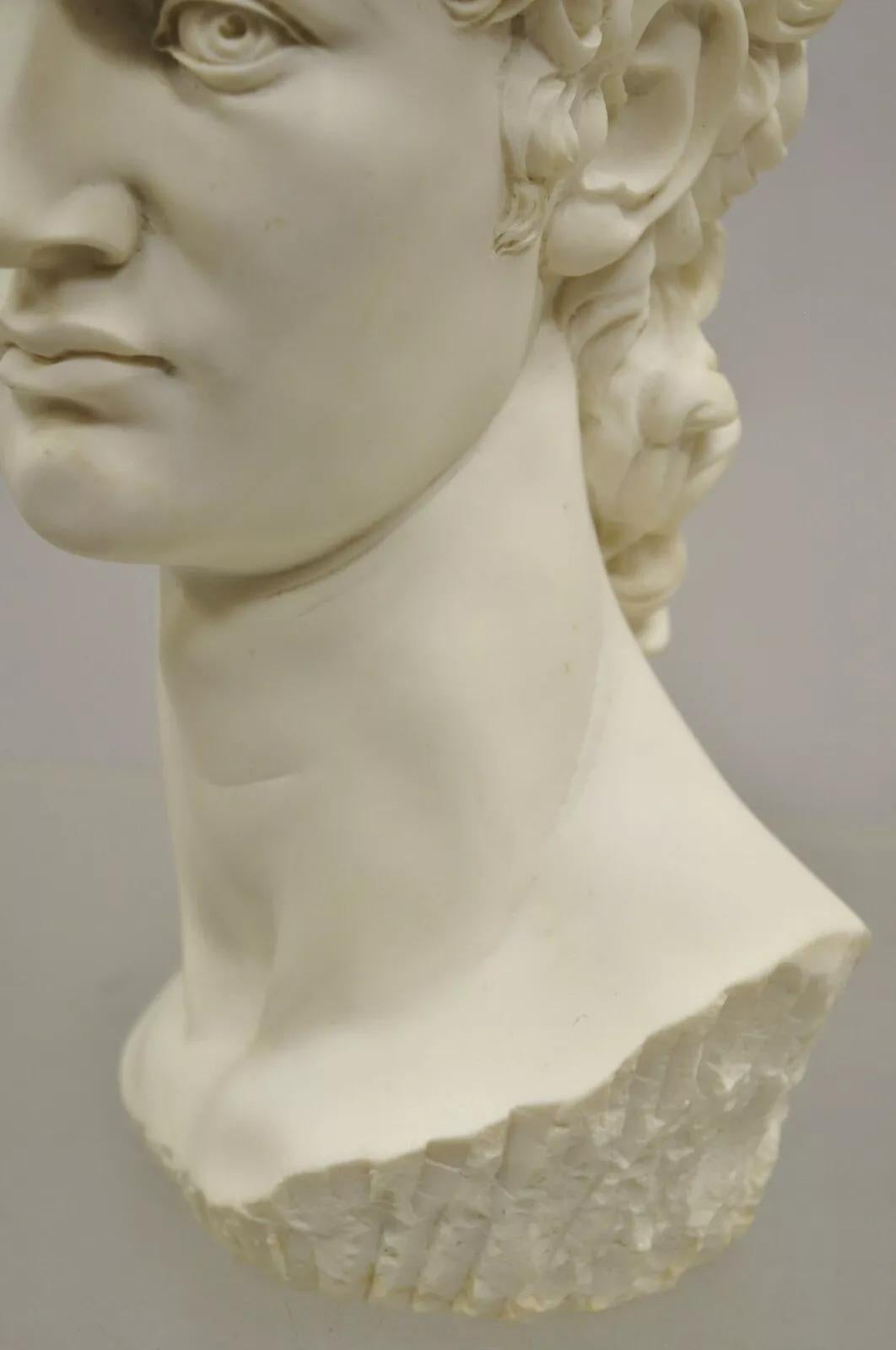 Vintage Italian Resin Michaelangelo Bust of David Sculpture after A. Giannelli In Good Condition In Philadelphia, PA