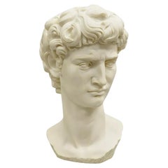 Vintage Italian Resin Michaelangelo Bust of David Sculpture after A. Giannelli