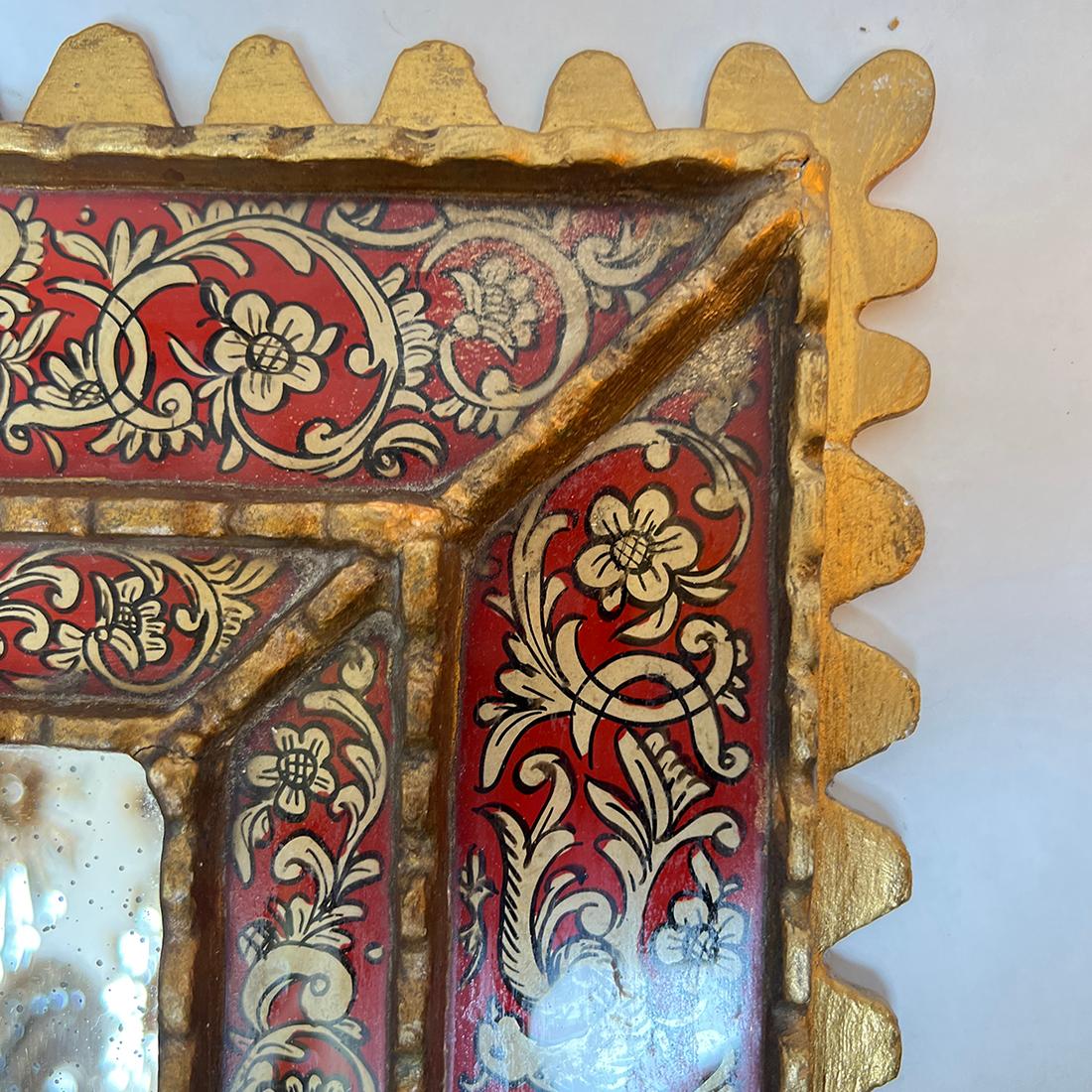 Espejo Vintage Italiano Pintado al Revés mediados del siglo XX en venta