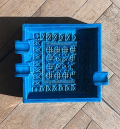 Posacenere italiano vintage in ceramica blu "Rimini Blu" di Bitossi, 1960