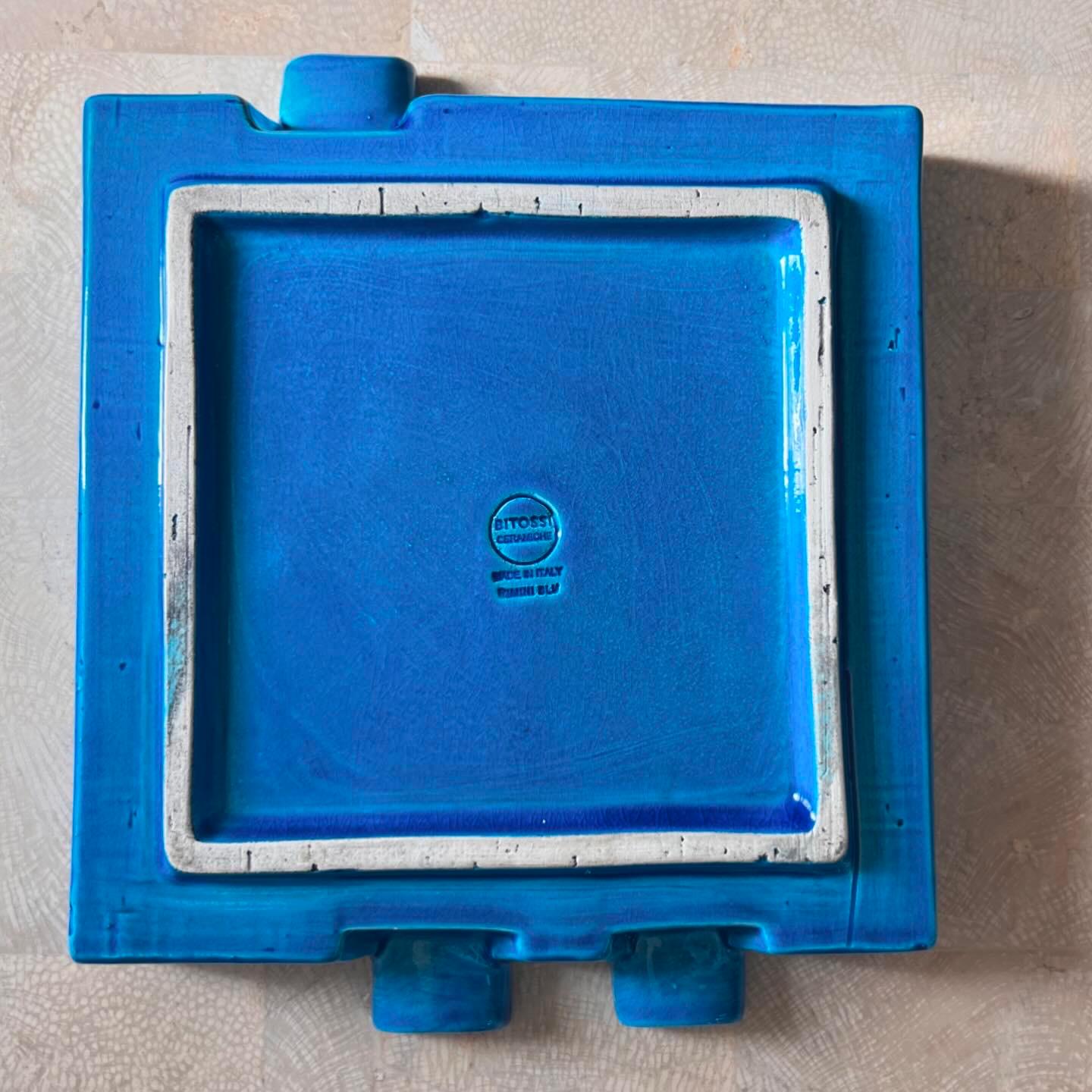Vintage Italian “Rimini Blu” mid century ceramic blue ashtray by Bitossi, 1960s 3