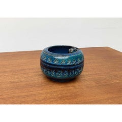 Posacenere d'epoca in ceramica Rimini Blu di Aldo Londi per Bitossi