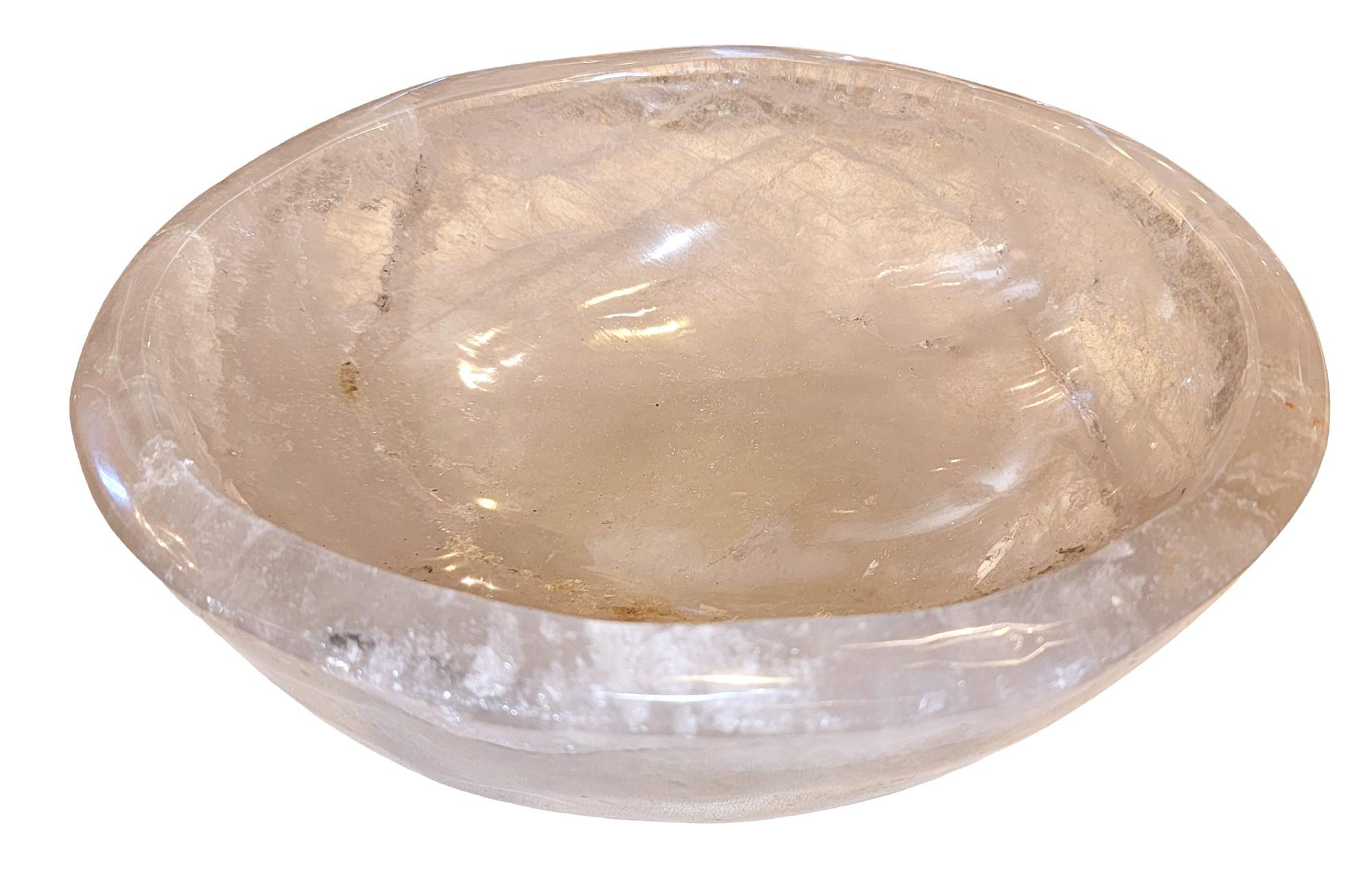 Mid-Century Modern Vintage Italian Rock Crystal Hand Carved Bowl  For Sale